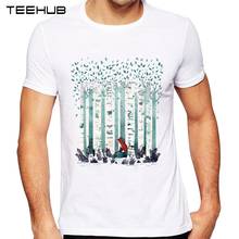 TEEHUB-Camiseta de manga corta con diseño de zorro y pájaros salvajes para hombre, geniales camisetas estampadas, camisetas Hipster, nueva moda 2024 - compra barato