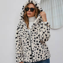 New Women'S Leopard Print Hood Faux Fur Coat Autumn Winter Thicken Warm Jacket Female Soft Zipper Casual Luxury Plush Overcoat 2024 - buy cheap