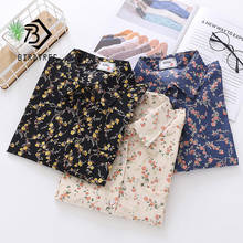 Spring New Women Vintage Loose Letter Floral Shirt Long Sleeve Button Up Chiffon Blouse Turn-Down Collar Autumn Casual Tops T094 2024 - buy cheap