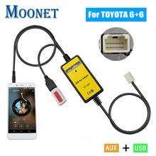 Автомобильный MP3 USB AUX адаптер Moonet, 3,5 мм, AUX интерфейс, CD-чейнджер для Toyota (6 + 6pin) Avensis RAV4 Auris Corolla Yaris (Non Navi) 2024 - купить недорого