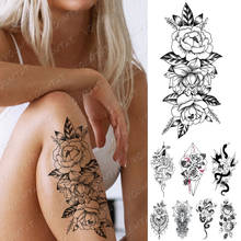 Waterproof Temporary Tattoo Sticker Line Rose Peony Snake Flash Tattoos Simple Flowers Body Art Arm Fake Sleeve Tatoo Women 2024 - buy cheap