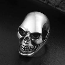 Anillo Punk de plata mate con cabeza de calavera para hombre, anillos de acero inoxidable con calavera de la muerte, accesorios de joyería góticos huecos para Halloween 2024 - compra barato