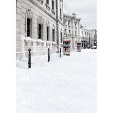 Fondo de fotografía de edificios nevados para niños, telón impreso por ordenador de calle, retrato de bebé, sesión fotográfica de Navidad 2024 - compra barato