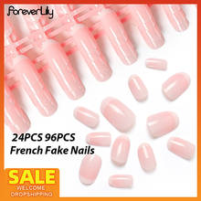 96PCS Classical French Fake Nails Tips Full Cover Fashion False Nails Kit Manicure Short Natural Artificial Faux Nails Set 2024 - buy cheap