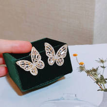 Trendy Luxury Shiny Cubic Zircon Butterfly Stud Earrings for Women Zirconia Earrings Elegant Female Earrings Weddings Jewelry 2024 - buy cheap