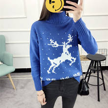 SWEATER WOMEN 2021 CASUAL NEW FASHION ROUND NECK DEER PRINT LOOSE THICK LONG-SLEEVE EUROPES WIND WOMENS SWEATERS VESTIDOS LXJ661 2024 - buy cheap