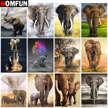 Картина из страз HOMFUN «слон», алмазная 5D Вышивка из смолы, ручная работа, подарок для вышивки крестиком 2024 - купить недорого
