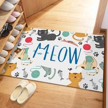 Coelho feliz gato meow impressão tapete de porta flanela piso tapete de banho sala de estar tapete antiderrapante anime tapete de entrada 2024 - compre barato