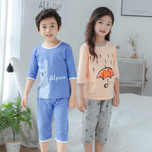 Pijama de algodão para crianças, conjunto de roupas de verão com meia manga para meninos e meninas 4 6 8 10 12 14 anos 2024 - compre barato