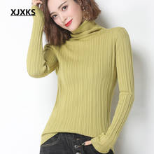 XJXKS suéter de cuello alto para mujer 2020 invierno nuevo cómodo alto elástico Jersey de punto de Cachemira jersey de mujer 2024 - compra barato