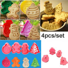 4Pcs Christmas Cookie Biscuit Plunger Cutter Mould Fondant Cake Mold Baking 3D Cake Cookie Mold DIY Baking Tools 2024 - buy cheap