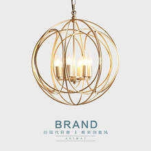 American spherical chandelier restaurant golden chandelier bedroom Nordic modern wrought iron porch aisle light fixture 2024 - buy cheap