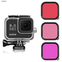 Filtro de carcasa impermeable para Cámara de Acción GoPro Hero 8, Kit de filtro de lente de buceo submarino, color púrpura, rojo y rosa, 3 uds. 2024 - compra barato