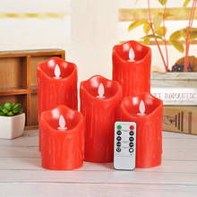 5Pcs LED Candles Lights, Flameless Candles Light Tears Pillar Candle with Remote Easter Candle Wedding Xmas Decoration Lighting 2024 - buy cheap