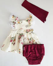Conjunto de ropa de flores para niños y niñas, Top de encaje con volantes de manga corta, pantalones cortos, trajes de princesa bonitos 2024 - compra barato