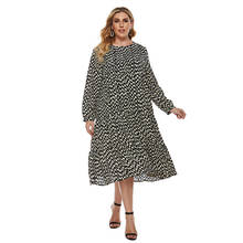 DOIB Women Polk Dot Dress Plus Size Round Neck Full Patchwork Sleeve Dress 2021 Summer Fashion Female Dress 2024 - buy cheap
