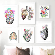 Rose Flowers Anatomy Skeleton Brain Heart Wall Art Canvas Painting Nordic Posters And Prints Wall Pictures For Living Room Decor 2024 - buy cheap