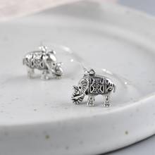 Brincos de elefante animal fnj, brincos de prata 925 original pura s925, joia feminina 2024 - compre barato