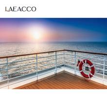 Laeacco Summer Background For Photography Ship Deck Cornner Sunrise Sea Scenic Photographic Backdrop Photocall Photo Studio 2024 - buy cheap