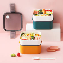 2 camadas portátil lancheira recipiente de alimentos separado forno microondas almoço bento caixas estudante lunchbox1 2024 - compre barato