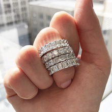 Anillo de compromiso con diamantes de imitación para mujer, sortija lujosa de Plata de Ley 925 con ajuste de pavé, conjunto de joyería 2024 - compra barato