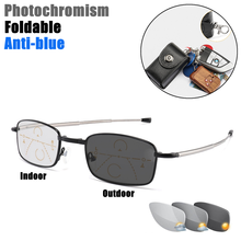 Outdoor Photochromic Reading Glasses Men Progressive Multi Focal Full Frame Metal Foldable Presbyopic Glasses with Case Black 2024 - buy cheap