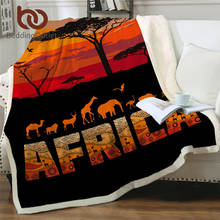 BeddingOutlet African Throw Blanket Animals Ethnic Sherpa Fleece Blanket Giraffe Deer Soft Linen Blanket Sunset Plush Bedding 2024 - buy cheap