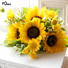 Meldel 7 Branches Artificial Sunflower Silk Flowers Home Wedding Party Decor Artificial Flower Bunch Vase Table Decoration Flore 2024 - buy cheap