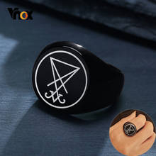 Vnox Occult Stainless Steel Sigil of Baphomet Ring Gothic Witch Church of Satan Cross Rings Satanic Lucifer Men Punk Jewelry 2024 - buy cheap