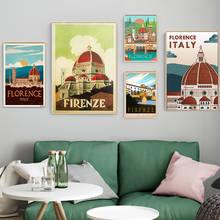 Itália toscana florença cidade viagem quadros em tela imagem do vintage kraft cartazes revestidos adesivos de parede decoração para casa presente 2024 - compre barato