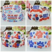 10 Yards 22mm 7/8" independence Day HAPPY 4TH OF JULY Printed grosgrain ribbon hair bow Headwear DIY hair accessories retail 2024 - buy cheap