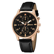 Top Luxury Brand Geneva Men Watches Men Sports Watches Leather Band Quartz Watch Mens Watches Montre Homme relogio masculino 2024 - buy cheap