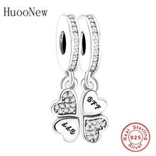 HuooNew-Colgante de Plata de Ley 925 con forma de corazón para pulsera Pandora, Charms originales, mejores amigos, Berloque 2024 - compra barato