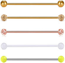 14G 6PCS 38mm Stainless Steel Industrial Barbell Ear Cartilage Helix-Conch Piercing Bar 1 1/2 Inch 2024 - buy cheap