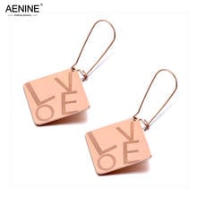 AENINE-pendientes de gota con letras de amor para mujer, aros colgantes Bohemia de acero inoxidable, geométrico, moda creativa, AE19292 2024 - compra barato