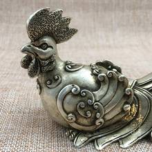 Muebles de gallo de plata Miao raros de China, estatuas de Feng Shui, artesanías de metal y decoraciones para el hogar. 2024 - compra barato