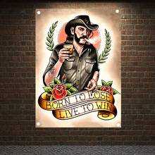 BORN TO LOSE LIVE TO WIN Vintage Tattoo Banners Vintage Canvas Painting Wall Art Print Posters Home Decor Mural Hanging Flags 2024 - buy cheap