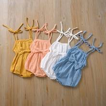 Newborn Kid Baby Girl Summer Sleeveless Romper Jumpsuit Outfits Set One Piece Straped Bow Baby Rompers 0-24M 2024 - compre barato