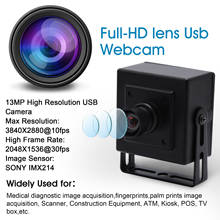 Webcam usb de 13mp mimagem 10fps 3840x2880, mini câmera industriais sony imx213, usb, linux, windows, mac, android 2024 - compre barato