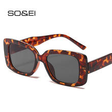 SO&EI Fashion Small Rectangle Sunglasses Women Vintage Leopard Tea Gray Eyewear Men Shades UV400 Square Sun Glasses 2024 - buy cheap