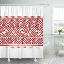 Red Native Traditional Belarusian Slavic Ornaments Pattern Belarus Russian Shower Curtain Waterproof Polyester Fabric 72 x 78 In 2024 - buy cheap