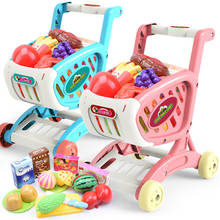 Simulação carrinho de compras para crianças carrinho de brinquedo conjunto de brinquedos para casa de compras de frutas e legumes supermercado 2024 - compre barato