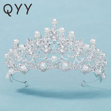 QYY Rhinestone Bridal Wedding Crown Silver Color Pearl Tiaras and Crowns Hair Jewelry  for Women Accessories Party Headpiece 2024 - buy cheap