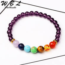 Pulseira de pedras naturais wbl, 6mm, chakra reiki, contas de cristal roxo, contas de energia, pulseira de ioga para homens e mulheres 2024 - compre barato