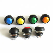 Interruptor com botão pequeno, reinicialização automática de 12mm interruptor sem bloqueio vermelho 6 cores 5 peças