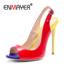 Enmayer Women Pumps Sexy Pointed Toe Ladies High Heels Shoes Big Size34-43 Party Shoes Footwear Back Buckle strap Open toe CR797 2024 - buy cheap