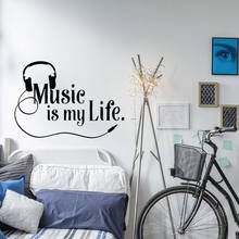 Calcomanía de pared musical para niños y adolescentes, calcomanías de pared con frase Music Is My Life, decoración de Rock para habitación, regalo de amante de la música, decoración extraíble para el hogar A305 2024 - compra barato