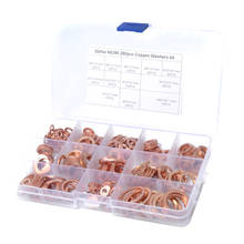 280pcs Brand New Copper Washer Gaskets Assortment Kit Flat Rings 12 Sizes 2024 - buy cheap