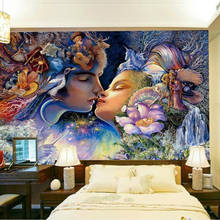 Personalizado 3d papel de parede mural elf casal pintura a óleo quarto fundo da parede decoração pintura mural 2024 - compre barato