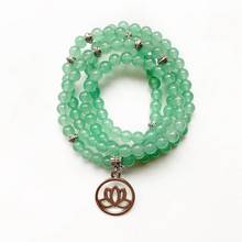 Natural Green Aventurine Stone Meditation Mala Necklace Prayer Beads Mala 108 Beads Bracelet Tibetan Pendant 6mm Craft 1pc 2024 - buy cheap